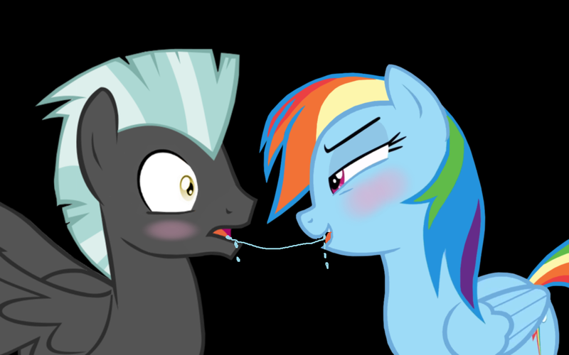 Size: 1280x800 | Tagged: suggestive, derpibooru import, edit, rainbow dash, thunderlane, pegasus, pony, 1000 hours in ms paint, blushing, drool, drool string, eye contact, kissing, male, ms paint, shipping, sloppy kissing, straight, thunderdash