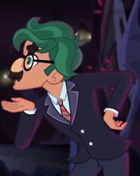 Size: 286x359 | Tagged: safe, derpibooru import, screencap, timber spruce, equestria girls, legend of everfree, legend of everfree - bloopers, animated, cropped, crystal gala, fast, gif, groucho marx, groucho marx psyche out, groucho mask, solo