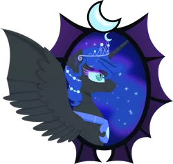 Size: 1024x975 | Tagged: safe, artist:saturnstar14, derpibooru import, nightmare moon, alicorn, pony, jewelry, lineless, simple background, solo, spread wings, tiara, transparent background