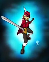Size: 2320x2928 | Tagged: safe, artist:mangameister, derpibooru import, sunset shimmer, equestria girls, crossover, final fantasy, rapier, red mage, solo, sword, weapon