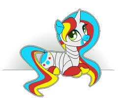 Size: 400x319 | Tagged: safe, artist:matteglaze, derpibooru import, oc, oc:caroline, unofficial characters only, pony, robot, robot pony, unicorn, commission, lying down, pixel art, solo, ych result