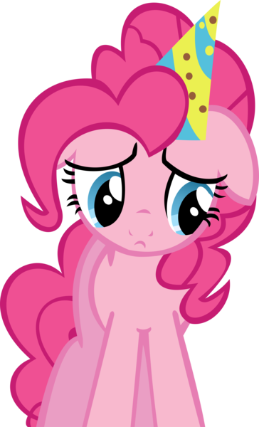 Size: 8698x14348 | Tagged: absurd resolution, amending fences, artist:cyanlightning, derpibooru import, hat, party hat, pinkie pie, sad, safe, simple background, solo, .svg available, transparent background, vector