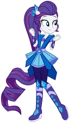 Size: 2100x3600 | Tagged: safe, artist:mixiepie, derpibooru import, rarity, equestria girls, legend of everfree, boots, clothes, crystal guardian, female, fist, geode of shielding, happy, high heel boots, image, jewelry, magical geodes, png, ponied up, ponytail, simple background, solo, sparkles, transparent background, vector