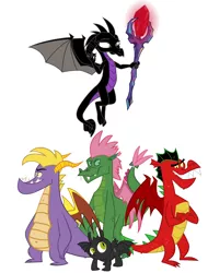 Size: 2200x2900 | Tagged: american dragon jake long, artist:red4567, clothes, costume, derpibooru import, dragon, elliot, fizzle, garble, halloween, how to train your dragon, jake long, maleficent, nightmare night, nightmare night costume, pete's dragon, princess ember, safe, simple background, spike, spyro the dragon, toothless the dragon, vex