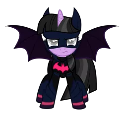 Size: 2048x1948 | Tagged: safe, artist:joeycrick, artist:mrcbleck, derpibooru import, twilight sparkle, twilight sparkle (alicorn), alicorn, bat pony, bat pony alicorn, pony, arkham city, bat wings, batgirl, batman, batmare, crossover, dc comics, solo, spread wings, wings