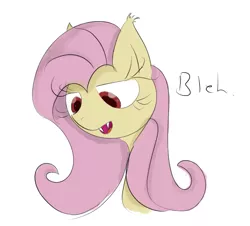 Size: 1193x1079 | Tagged: safe, artist:twijybe, derpibooru import, fluttershy, bat pony, pony, bleh, drawing, flutterbat, nightmare night, race swap, solo