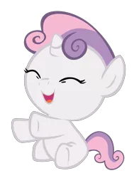 Size: 3000x3833 | Tagged: safe, artist:bronyboy, derpibooru import, sweetie belle, pony, baby, baby belle, baby pony, cute, diasweetes, eyes closed, foal, simple background, sitting, solo, transparent background