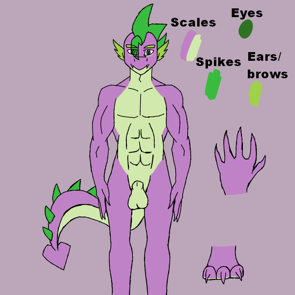 Size: 844x844 | Tagged: adult, adult spike, artist:moonakart13, balls, barefoot, buff, claws, clothes, derpibooru import, edit, explicit, feet, female, muscles, nudity, older, reference sheet, sheath, solo, solo female, spike, underwear