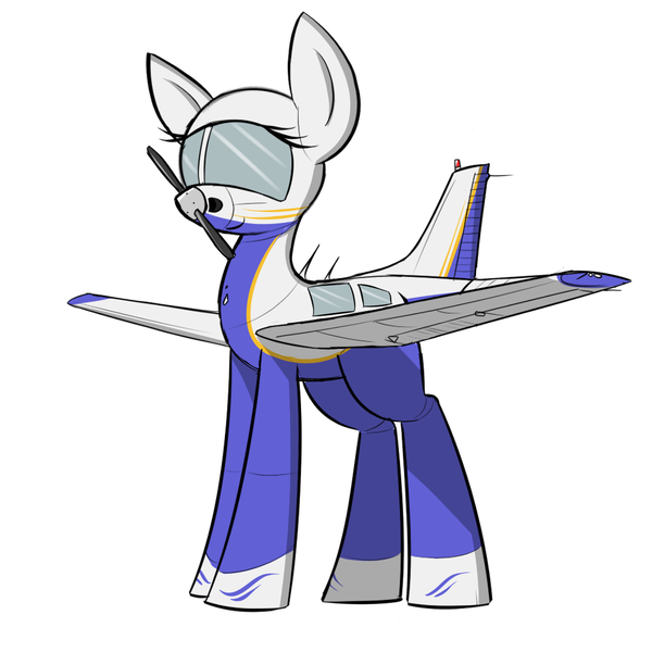 Size: 1200x1200 | Tagged: safe, artist:pj-nsfw, derpibooru import, oc, unofficial characters only, original species, plane pony, pony, cute, piper pa-28, plane, propeller, simple background, smiling, solo, white background
