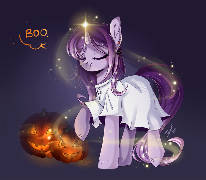 Size: 1024x896 | Tagged: safe, artist:ten-dril, derpibooru import, oc, unofficial characters only, pony, unicorn, jack-o-lantern, magic, pumpkin, solo