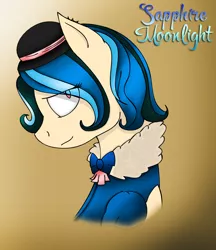Size: 904x1044 | Tagged: safe, artist:stuflox, derpibooru import, oc, oc:sapphire moonlight, unofficial characters only, clothes, hat, solo