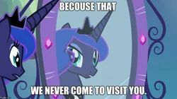 Size: 888x499 | Tagged: safe, derpibooru import, edit, edited screencap, screencap, princess luna, equestria girls, image macro, luna is not amused, meme, misspelling, solo