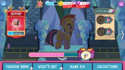 Size: 1280x720 | Tagged: safe, derpibooru import, screencap, twilight sparkle, twilight sparkle (alicorn), alicorn, pony, armor, athena sparkle, clothes, costume, crack is cheaper, dress, gameloft, nightmare night, vip