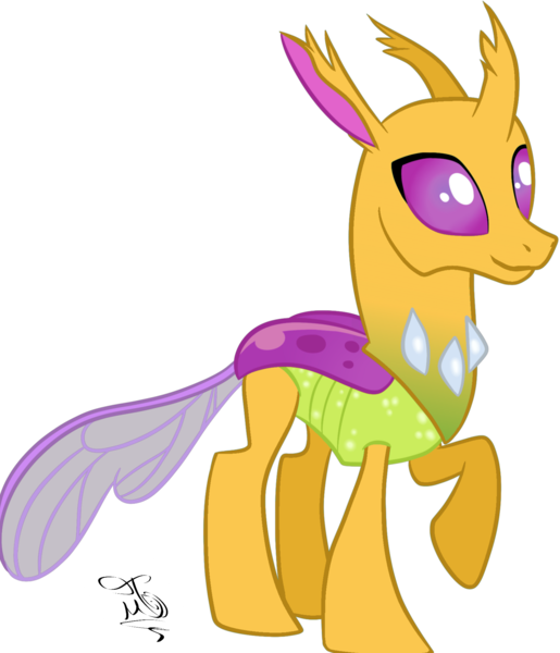 Size: 1752x2040 | Tagged: artist:strangerdragos, changedling, changedling oc, changeling, changeling oc, derpibooru import, edit, oc, oc:icarys, raised hoof, safe, simple background, smiling, solo, to where and back again, transparent background, unofficial characters only, vector