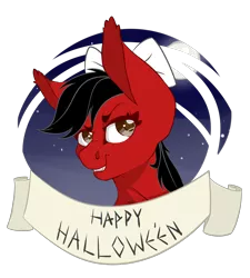 Size: 1800x2000 | Tagged: artist:flita, bow, commission, cute, derpibooru import, hair bow, halloween, large ears, oc, safe, smiling, smirk, solo, unofficial characters only, vampire, ych result