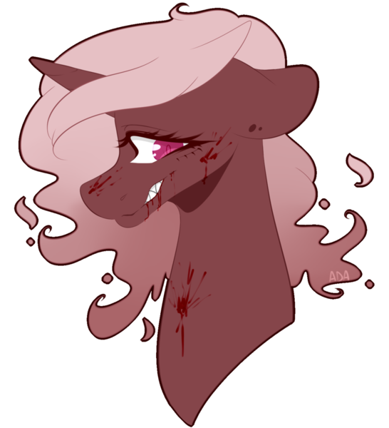 Size: 1024x1126 | Tagged: semi-grimdark, artist:alliedrawsart, derpibooru import, oc, oc:crona, unofficial characters only, blood, bust, colored pupils, goretober, portrait, simple background, solo, transparent background