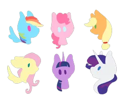 Size: 4464x3600 | Tagged: applejack, artist:flita, derpibooru import, fluttershy, icon, mane six, minimalist, pinkie pie, rainbow dash, rarity, safe, simple background, transparent background, twilight sparkle