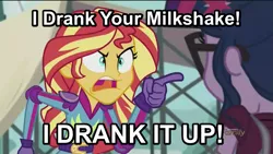 Size: 883x497 | Tagged: safe, derpibooru import, edit, edited screencap, screencap, sci-twi, sunset shimmer, twilight sparkle, equestria girls, angry, exploitable meme, image macro, meme, movie reference, sunset yells at twilight, there will be blood