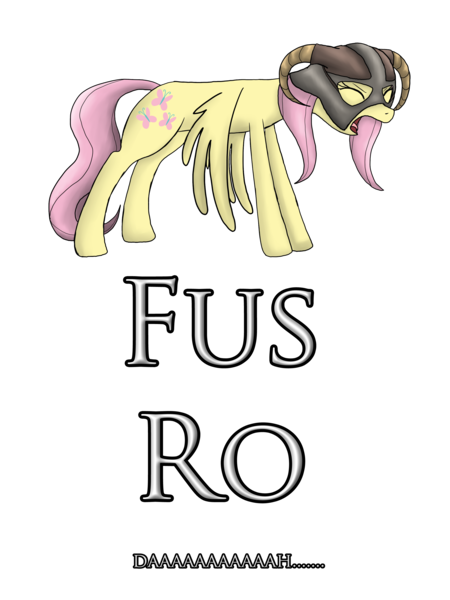 Size: 2400x3200 | Tagged: artist:wolftendragon, crossover, derpibooru import, dovahkiin, dovahshy, fluttershy, fus-ro-dah, safe, simple background, skyrim, solo, the elder scrolls, transparent background