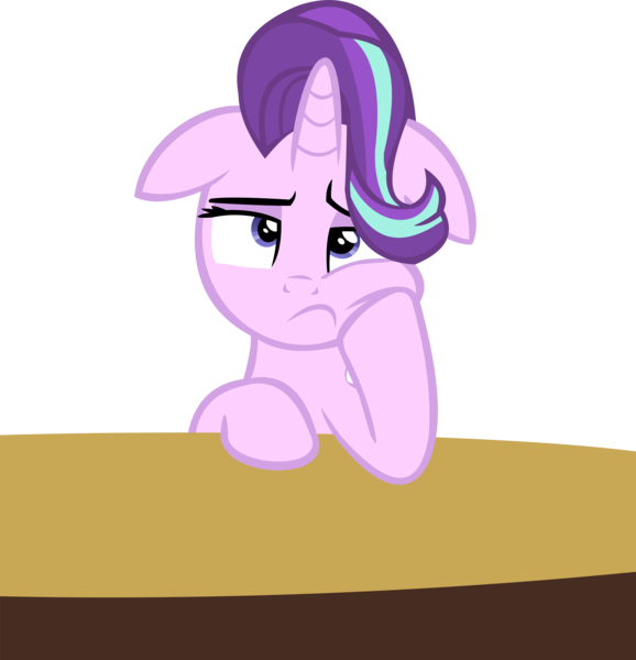 Size: 11018x11437 | Tagged: absurd resolution, annoyed, artist:cyanlightning, bored, derpibooru import, every little thing she does, floppy ears, safe, simple background, solo, starlight glimmer, .svg available, table, transparent background, vector