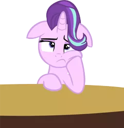 Size: 11018x11437 | Tagged: absurd resolution, annoyed, artist:cyanlightning, bored, derpibooru import, every little thing she does, floppy ears, safe, simple background, solo, starlight glimmer, .svg available, table, transparent background, vector