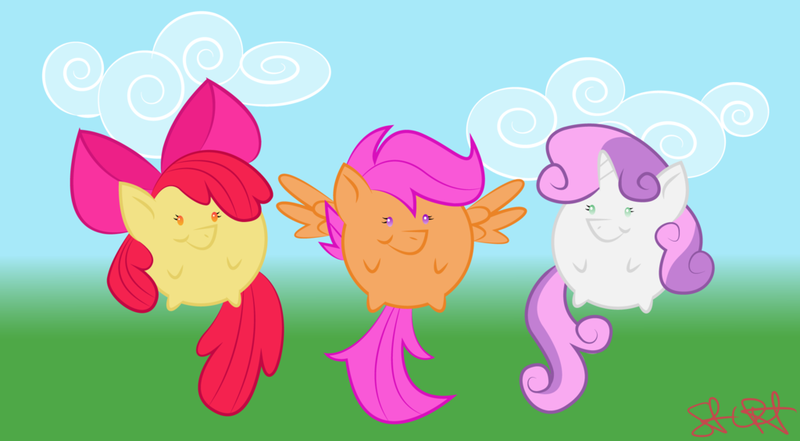 Size: 1024x564 | Tagged: apple bloom, artist:lozartist, chubbie, cutie mark crusaders, derpibooru import, safe, scootaloo, sweetie belle