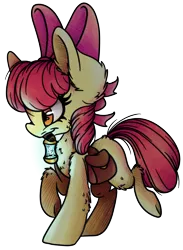 Size: 3562x4865 | Tagged: adorabloom, apple bloom, artist:cutepencilcase, chest fluff, cute, derpibooru import, fluffy, lantern, magic, mouth hold, saddle bag, safe, simple background, solo, transparent background
