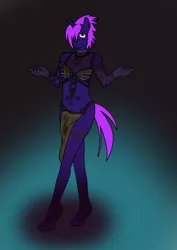 Size: 850x1200 | Tagged: safe, artist:linedraweer, derpibooru import, oc, oc:phantom thorns, unofficial characters only, anthro, unguligrade anthro, unicorn, anthro oc, clothes, commission, costume, enchantress, halloween, solo
