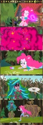 Size: 1288x3700 | Tagged: safe, artist:bredgroup, artist:sirvalter, derpibooru import, edit, edited screencap, screencap, gaea everfree, gloriosa daisy, pinkie pie, equestria girls, legend of everfree, clothes, comic, shoes, sneakers, suicide bomber, this will end in pain