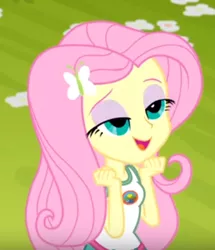 Size: 368x427 | Tagged: safe, derpibooru import, screencap, fluttershy, equestria girls, legend of everfree, cropped, flutterhigh, high, solo