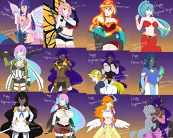 Size: 1440x1154 | Tagged: suggestive, artist:jonfawkes, derpibooru import, adagio dazzle, fluttershy, king sombra, nightmare moon, princess celestia, queen chrysalis, sonata dusk, sunset shimmer, twilight sparkle, twilight sparkle (alicorn), oc, oc:anon, genie, human, series:nightmare war, big breasts, breasts, busty fluttershy, busty princess celestia, busty queen chrysalis, busty queen umbra, busty sonata dusk, busty sunset shimmer, busty twilight sparkle, cinder, clothes, compilation, costume, crossover, dark skin, darkstalkers, elf ears, female, halloween, halloween costume, hand on head, hands on head, holding head, holiday, huge breasts, humanized, huniepop, jibril, kantai collection, kill la kill, kyu sugardust, looking at you, midnight (my hero academia), midnight's hero costume, morrigan aensland, musashi (kantai collection), my hero academia, nightmare night, no game no life, queen umbra, rule 63, rwby, satsuki kiryuin, shantae, shantae (character), shantae: half-genie hero, sinon, sword art online, tengen toppa gurren lagann, yang xiao long, yoko littner