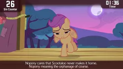 Size: 640x360 | Tagged: safe, derpibooru import, screencap, scootaloo, pony, cinemare sins, flight to the finish, solo