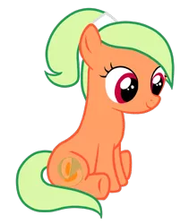 Size: 900x1066 | Tagged: artist:destruct1veg33k, base used, cutie mark, derpibooru import, female, filly, oc, oc:melon flesh, ponytail, safe, simple background, sitting, smiling, solo, transparent background, unofficial characters only, vector