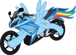 Size: 2517x1806 | Tagged: safe, artist:s4ncho, derpibooru import, rainbow dash, pegasus, pony, inanimate tf, motorcycle, newbie artist training grounds, simple background, transformation, transparent background, vector, wat