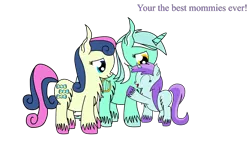 Size: 8000x4500 | Tagged: safe, artist:dinkyuniverse, derpibooru import, bon bon, liza doolots, lyra heartstrings, petunia, sweetie drops, tootsie flute, earth pony, pony, unicorn, absurd resolution, chest fluff, ear fluff, eyes closed, female, filly, lesbian, lyrabon, lyrabontoots family, magical lesbian spawn, mare, mother and daughter, offspring, open mouth, parent:bon bon, parent:lyra heartstrings, parents:lyrabon, shipping, simple background, smiling, transparent background, unshorn fetlocks