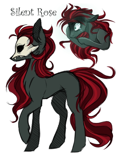 Size: 1890x2362 | Tagged: safe, artist:inviizzible, derpibooru import, oc, oc:silent rose, unofficial characters only, earth pony, pony, crying, reference sheet, skull mask, solo