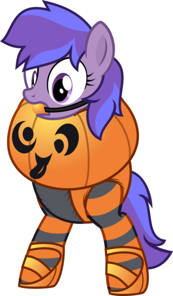 Size: 682x1170 | Tagged: alternate version, artist:nxzc88, ballgag, bipedal, bondage, derpibooru import, diaper, diaper fetish, gag, high heels, inflatable, inflatable suit, oc, oc:starshine bomber, poofy diaper, pumpkin, pumpkin suit, questionable, simple background, solo, transparent background, unofficial characters only