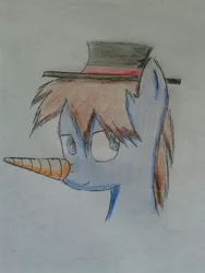 Size: 960x1280 | Tagged: safe, derpibooru import, oc, oc:bizarre song, unofficial characters only, carrot, drawing, food, hat, solo, top hat