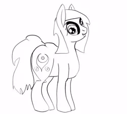 Size: 500x450 | Tagged: safe, artist:fagguette, derpibooru import, oc, oc:mindful stare, unofficial characters only, cutie mark, derp, monochrome, solo, standing