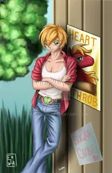 Size: 600x927 | Tagged: safe, artist:yunsildin, derpibooru import, big macintosh, human, humanized, male, solo, watermark