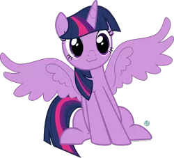 Size: 2001x1816 | Tagged: safe, artist:arifproject, derpibooru import, twilight sparkle, twilight sparkle (alicorn), alicorn, pony, :3, cute, female, mare, simple background, sitting, sitting catface meme, solo, spread wings, transparent background, twiabetes, vector