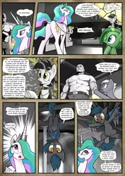 Size: 1363x1920 | Tagged: safe, artist:pencils, derpibooru import, limestone pie, princess celestia, oc, oc:anon, oc:jade aurora, oc:padlock, oc:speck, alicorn, bat pony, earth pony, human, pony, unicorn, comic:anon's pie adventure, :o, behaving like a bat, belt, belt buckle, candle, chest fluff, choker, church, clerical robes, clothes, comic, confused, crown, cute, dock, fangs, female, flying, frog (hoof), frown, glare, glowing eyes, grammar error, hair over one eye, human male, jewelry, looking up, male, mare, mind control, misunderstanding, monochrome, necklace, neo noir, noodle incident, open mouth, pants, partial color, plot, pointing, possessed, question mark, regalia, robes, shirt, smiling, spread wings, stained glass, sunbutt, thought bubble, underhoof, upside down, weapons-grade cute, wide eyes