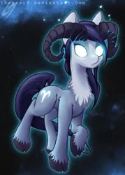 Size: 1519x2123 | Tagged: aries, artist:thegraid, constellation, derpibooru import, female, glowing eyes, goat horns, horns, oc, safe, solo, unofficial characters only, zodiac