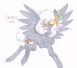 Size: 428x380 | Tagged: safe, artist:frozensoulpony, derpibooru import, oc, oc:sundance tinker, unofficial characters only, pegasus, pony, offspring, parent:rainbow dash, parent:thunderlane, parents:thunderdash, solo, traditional art