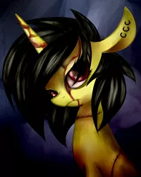 Size: 2000x2500 | Tagged: semi-grimdark, artist:twistedmindbrony, derpibooru import, oc, oc:amanda, unofficial characters only, pony, unicorn, blood, solo, stitches