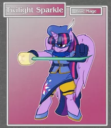 Size: 1688x1950 | Tagged: alicorn, anthro, artist:brownie-bytes, blue mage, crossover, derpibooru import, final fantasy, part of a set, safe, solo, sword, twilight sparkle, twilight sparkle (alicorn), unguligrade anthro, weapon