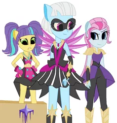 Size: 1196x1260 | Tagged: safe, artist:3d4d, derpibooru import, photo finish, pixel pizazz, violet blurr, equestria girls, legend of everfree, base used, crystal wings, ponied up, super ponied up, the snapshots