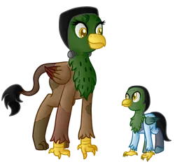 Size: 800x753 | Tagged: safe, artist:rainbowfeatherreplies, artist:timid tracks, derpibooru import, oc, unofficial characters only, classical hippogriff, gryphon, hippogriff, brother and sister, clothes, colt, costume, foal, frankenstein's monster, interspecies offspring, magical lesbian spawn, male, nightmare night, offspring, parent:gilda, parent:rainbow dash, parents:gildash, simple background, transparent background