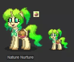 Size: 527x439 | Tagged: safe, derpibooru import, oc, oc:nature nurture, unofficial characters only, pony, unicorn, pony town, female, ponytail, saddle bag, simple background, solo