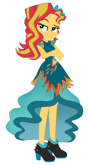 Size: 307x572 | Tagged: safe, artist:dashiepower, derpibooru import, sunset shimmer, equestria girls, legend of everfree, clothes, crossed arms, crystal gala, dress, high heels, simple background, smug, smugset shimmer, solo, transparent background